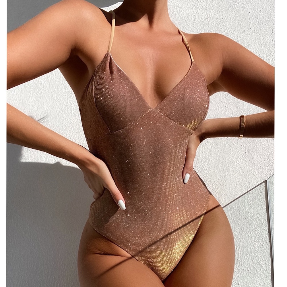 ✨Shining Gold One Piece Bathing Suit Swimwear